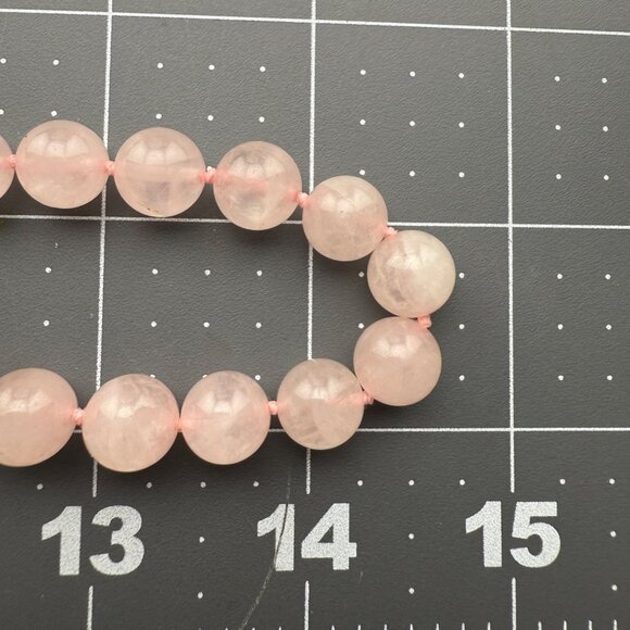 Pink Rose Quartz Gemstone Beaded Necklace Single Long Strand Polished Round Bead - Picture 6 of 6